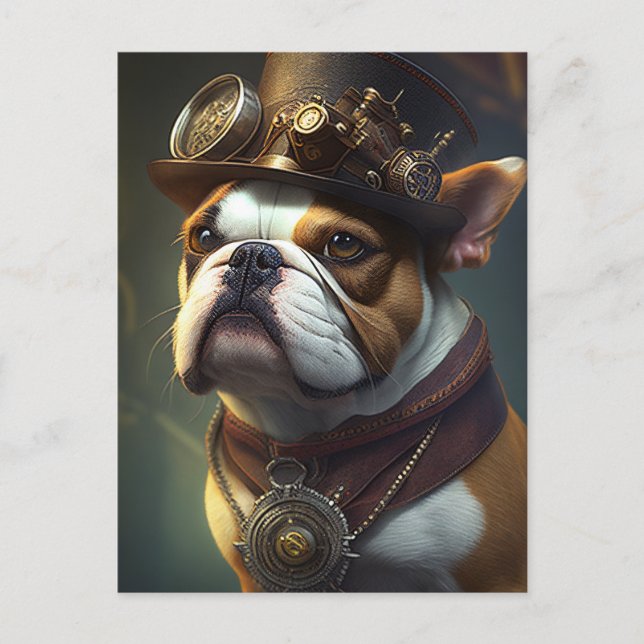 Carte Postale Bulldog Steampunk (Devant)