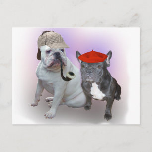 Carte Postale bulldogs anglais et français