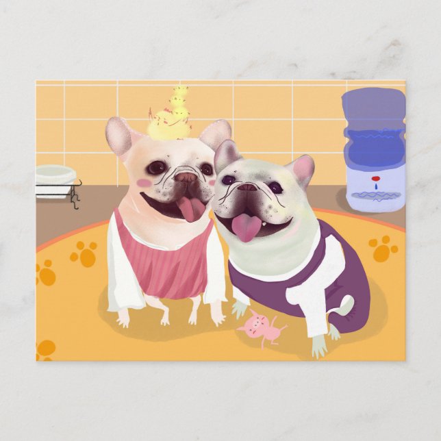 Carte Postale Bulldogs français (Devant)