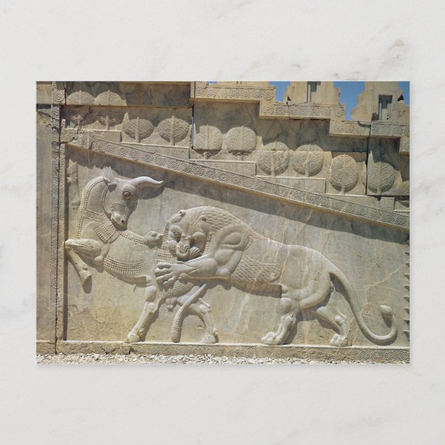 Carte Postale Bulle de combat de lions, escalier de secours est (Devant)