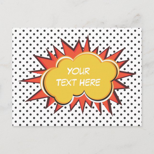 Carte Postale Bulle de texte personnalisée d'explosion de bande  (Devant)