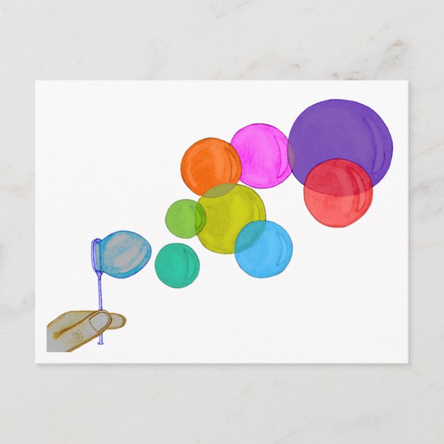 Carte Postale Bulles soufflantes (Arc-en-ciel) (Devant)