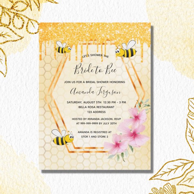 Carte Postale Bumble abeilles mariée à être l'invitation en or (Créateur téléchargé)