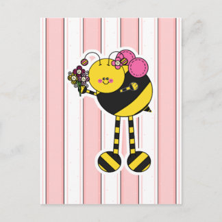 Carte Postale Bumble Bee, fille mignonne
