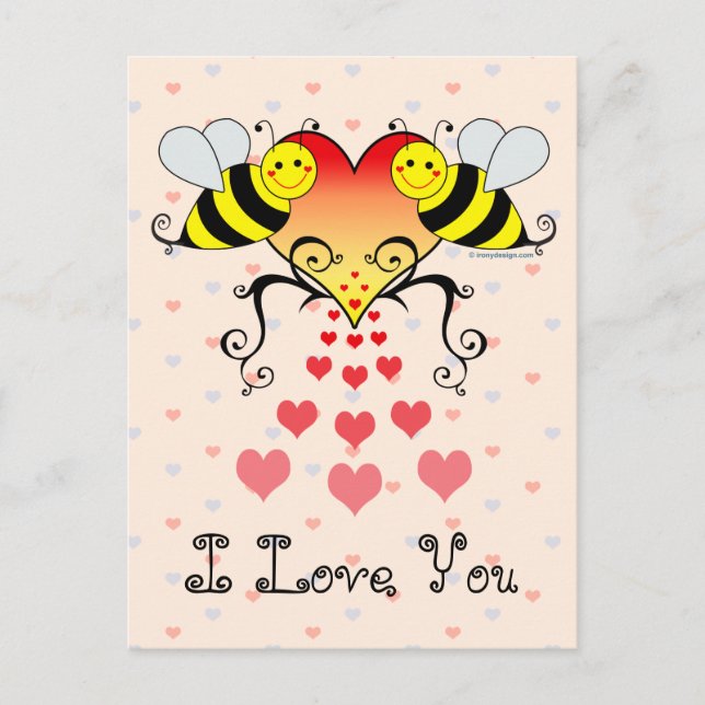 Carte Postale Bumble Bees I Love You (Devant)