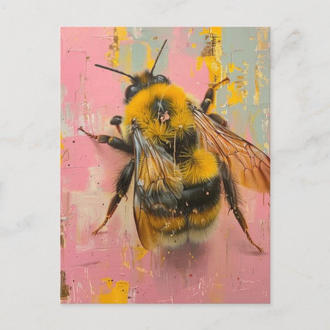 Carte Postale Bumblebebe sur rose et jaune (Devant)