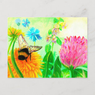 Carte Postale Bumblebee sur le pandelion