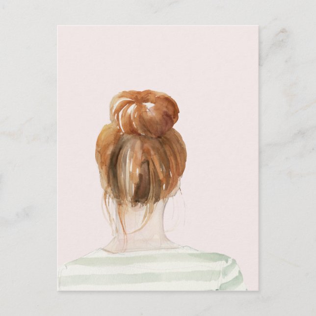 Carte Postale Bun de noeud à cheveux rouges (Devant)