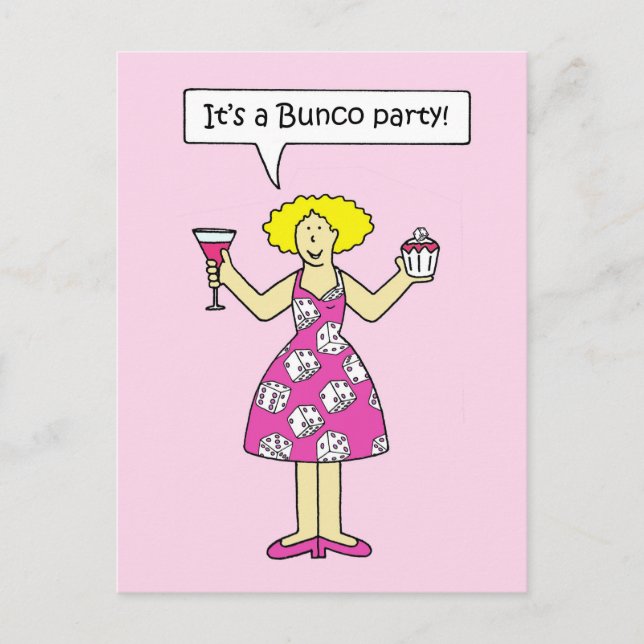 Carte Postale Bunco Party Invitation Dessin Lady (Devant)