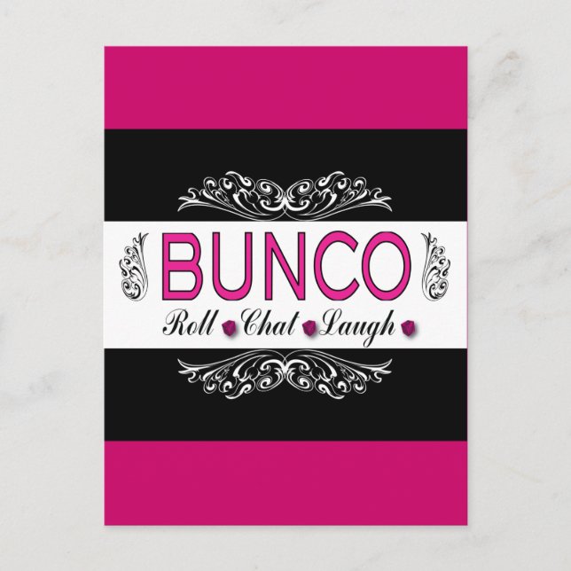 Carte Postale Bunco, Rouleau, Conversation, Rire en rose, noir e (Devant)