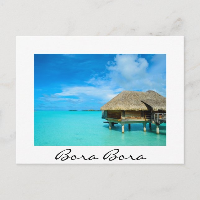 Carte Postale Bungalow sur Bora Bora blanc (Devant)