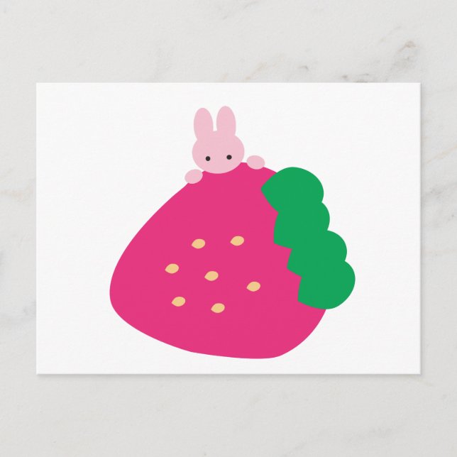 Carte Postale Bunny aux fraises (Devant)