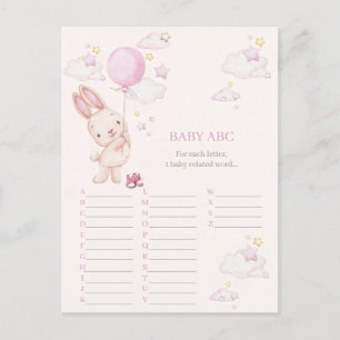 Carte Postale Bunny Baby shower fille jeu