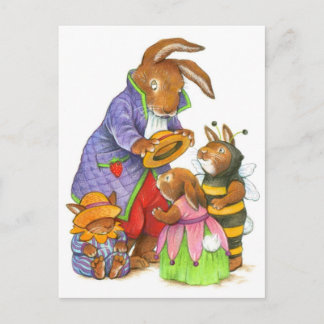 Carte Postale Bunny Casquettes par Katy Bratun