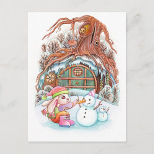Carte Postale Bunny et Snowman