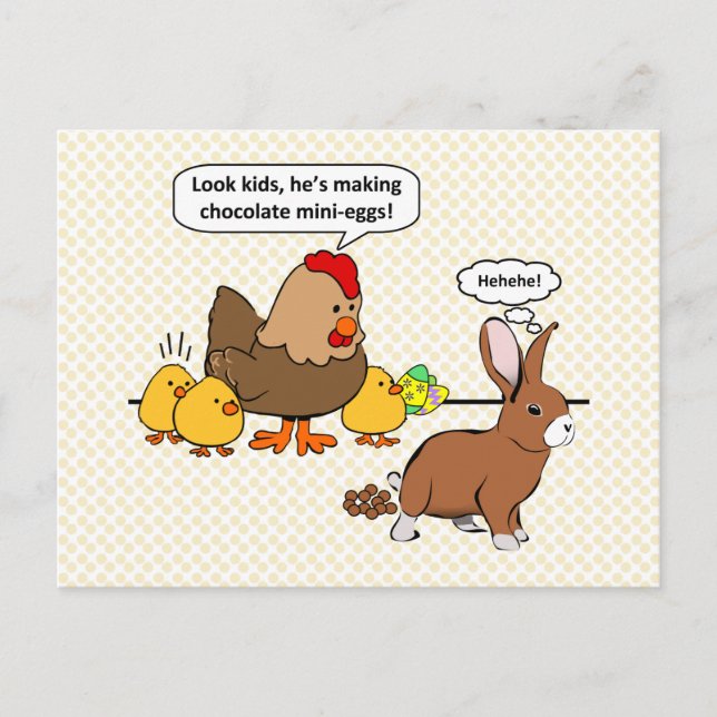 Carte Postale Bunny fait chocolat poop drôle dessin animé (Devant)