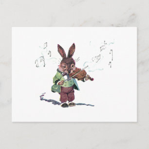 Carte Postale Bunny Jouer au violon