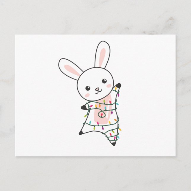 Carte Postale Bunny Merry Christmas Winter Animals Rabbits (Devant)