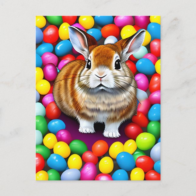 Carte postale Bunny mignonne et jellybeans (Devant)