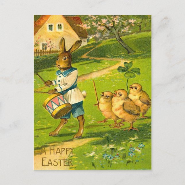 Carte postale Bunny Pâques vintage (Devant)