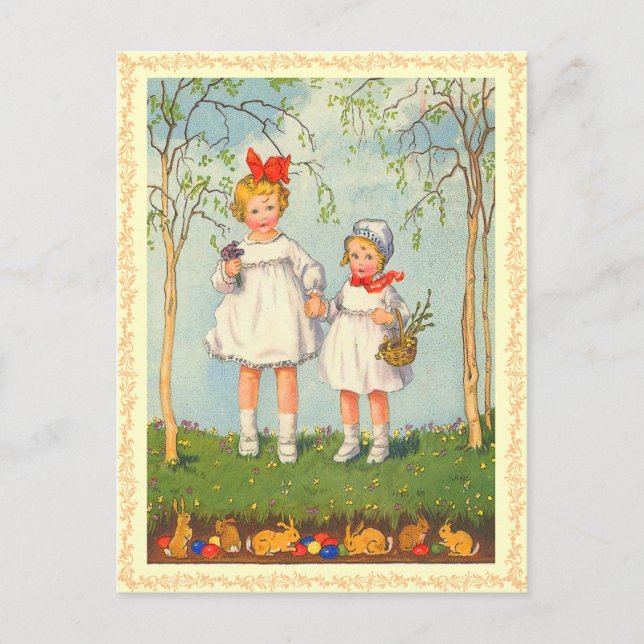 Carte postale Bunny Pâques vintage (Devant)