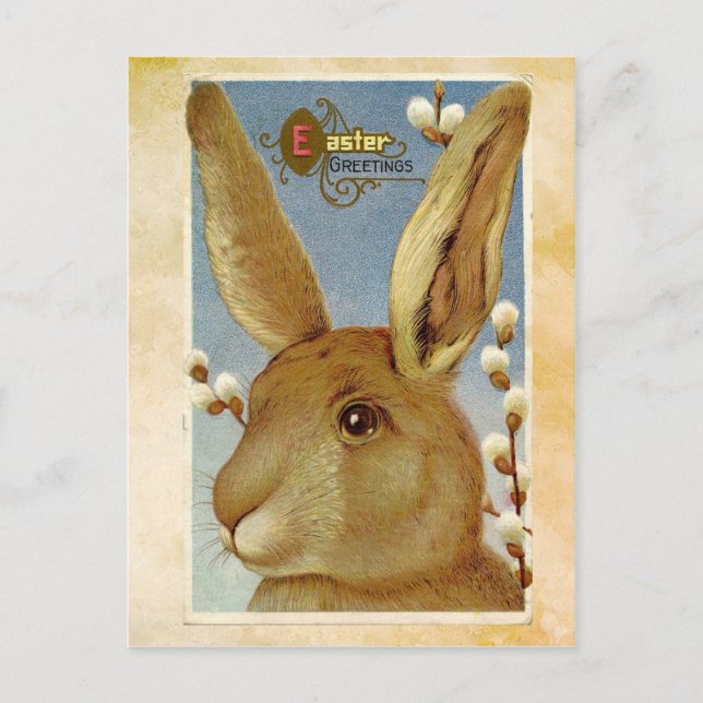 Carte postale Bunny Pâques vintage (Devant)