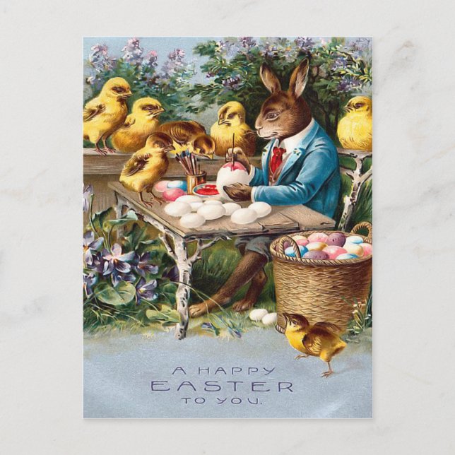 Carte postale Bunny Pâques vintage (Devant)