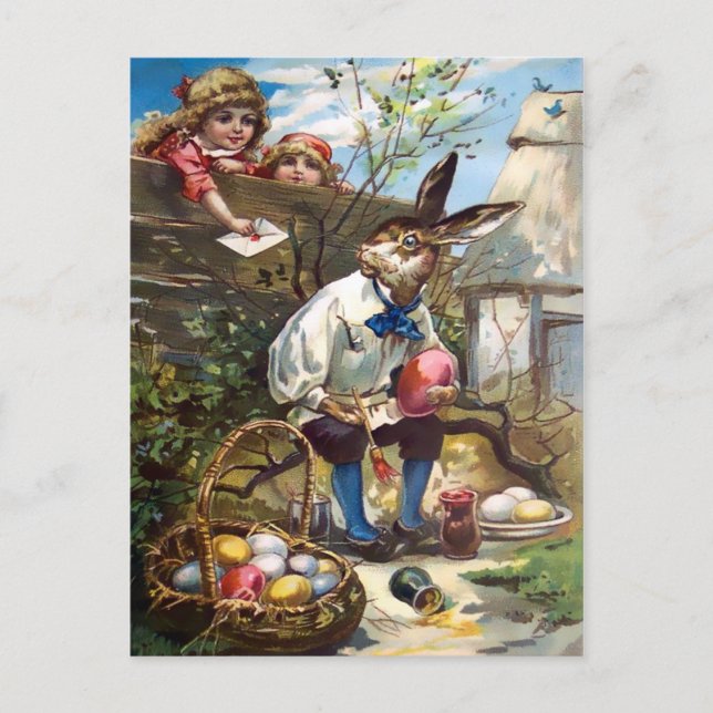 Carte postale Bunny Pâques vintage (Devant)