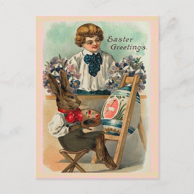 Carte postale Bunny Pâques vintage (Devant)