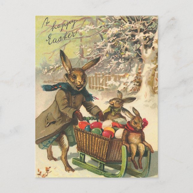 Carte postale Bunny Pâques vintage (Devant)
