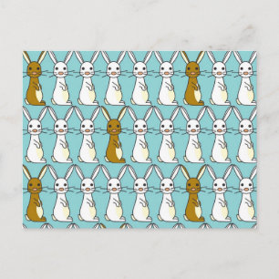 Carte Postale Bunny Parade bleu - Bunbun Brown et blanc
