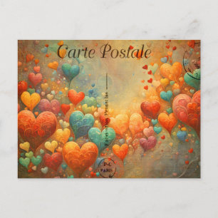 Carte Postale, bunte Herzen 9 Postcard