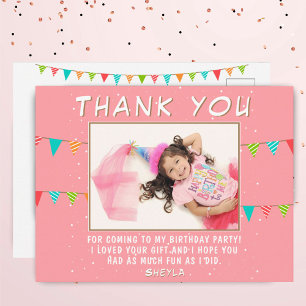 Carte Postale Bunting Flag Birthday Photo Thank you