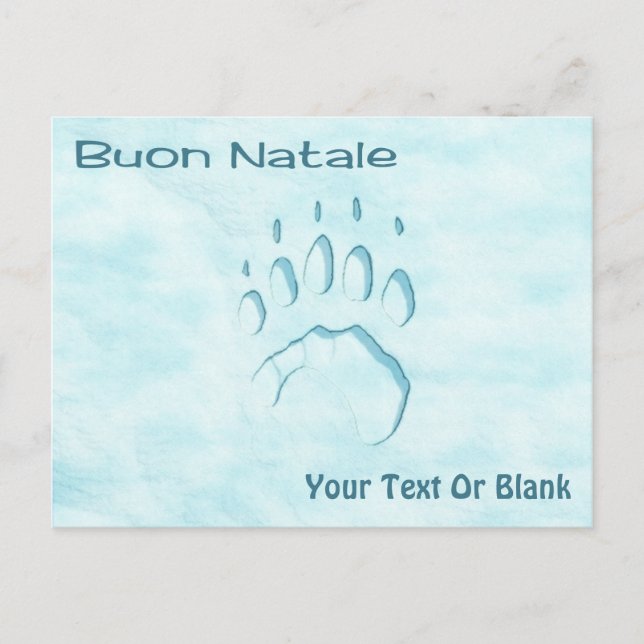 Carte Postale Buon Natale - Empreinte de patte de l'ours polaire (Devant)