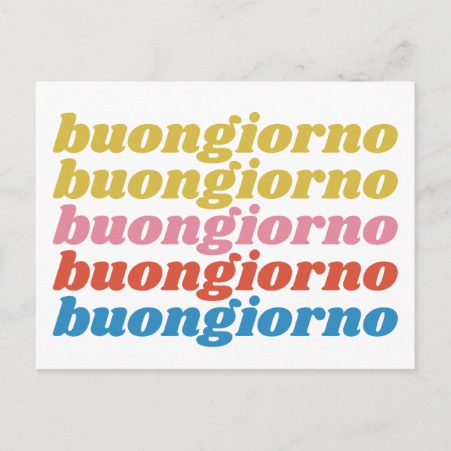 Carte Postale Buongiorno Italien Bonjour Typographie Cute Retro (Devant)