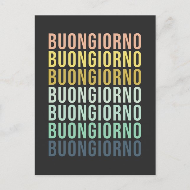 Carte Postale Buongiorno Italien Bonjour Typographie Mignonne Co (Devant)