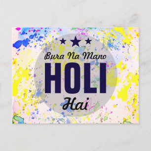Carte Postale Bura Na Mano Holi Hai Holi Colorée Moderne et Jo