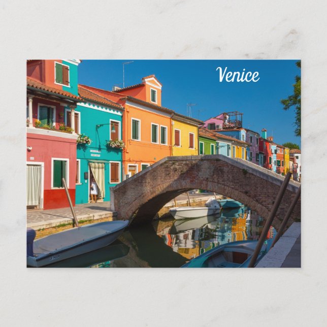 Carte Postale Burano Street Scène Venise Italie (Devant)