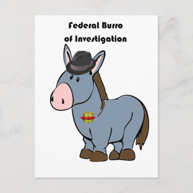 Carte Postale Bureau fédéral d'enquête du FBI Dessin d'âne (Devant)