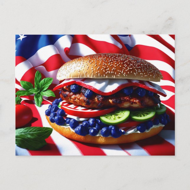 Carte Postale Burger Américain Vraiment Savoureux (Devant)