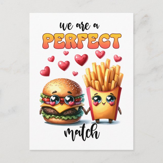 Carte Postale Burger et Fries Punny Valentine (Devant)