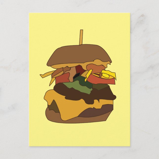 Carte Postale Burger Hamburger Burger Love Illustration (Devant)