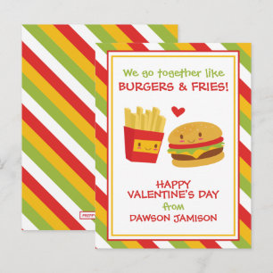 Carte Postale Burgers & Fries Valentine's Cards