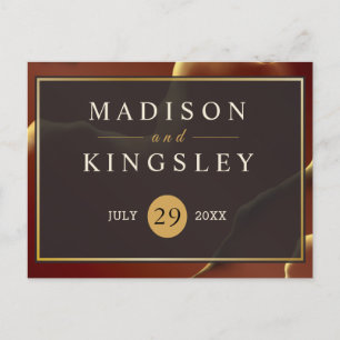 Carte Postale 🤵 Burgundy Gold Elegant Inky Mariage Abstrait