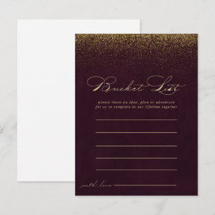 Carte Postale Burgundy Gold Parties scintillant Bucket List Cart