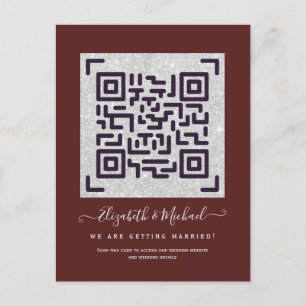 Carte Postale BURGUNDY QR SCANNING CODE Mariage Détails du site 