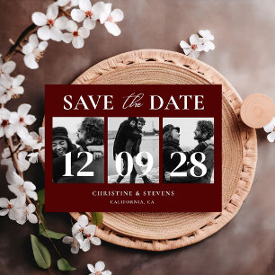 Carte Postale Burgundy Script Wedding Enregistrer La Date Photo