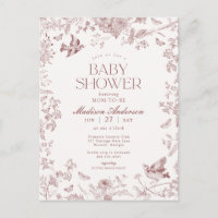 Burgundy Toile Français Floral Baby shower