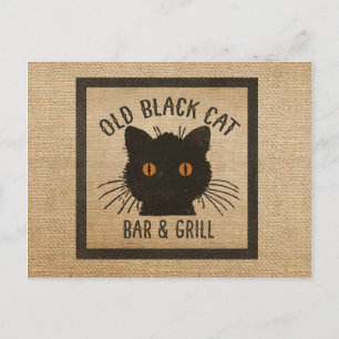 Carte Postale Burlap Old Black CAt Bar and Grill