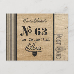 Carte Postale Burlap Postage Vintage Pays Français